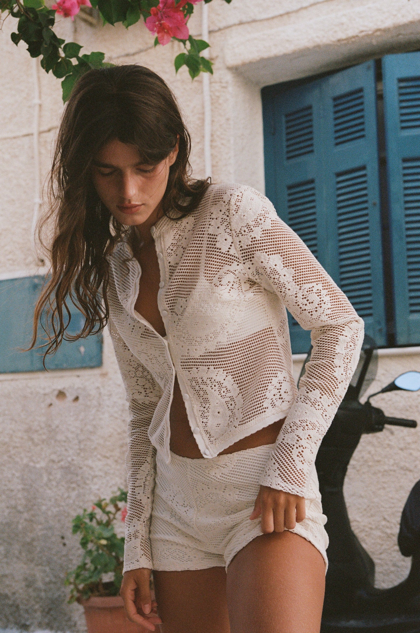 Image of a model wearing Tops. Product name - Dom Top in White colour by brand - With Jéan