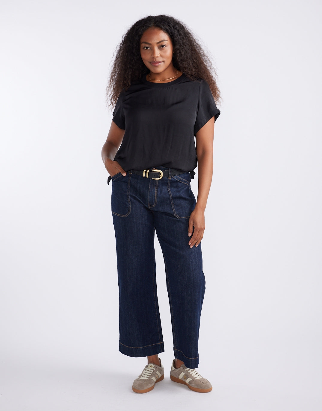 White & Co. Drape Tee (Black)