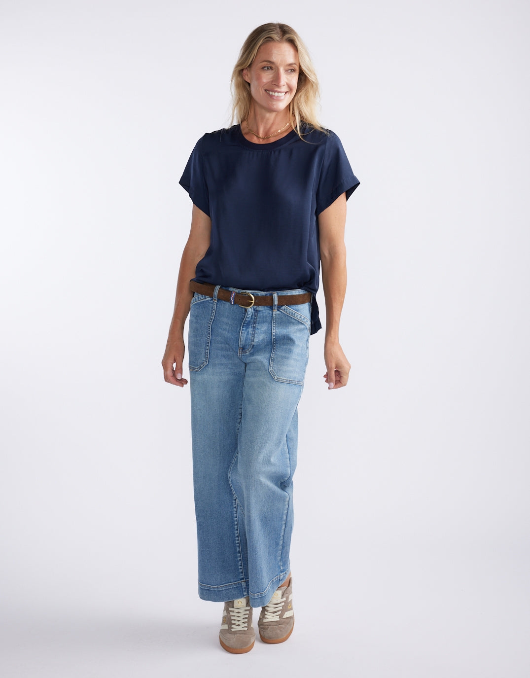 White & Co. Drape Tee (Navy)