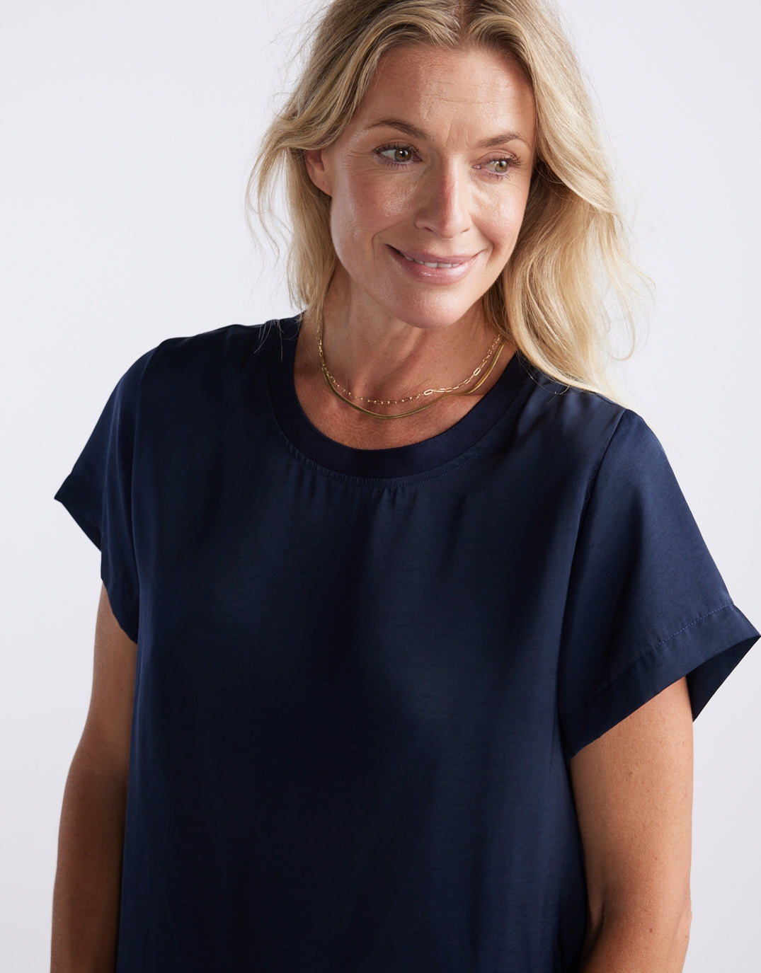 White & Co. Drape Tee (Navy)