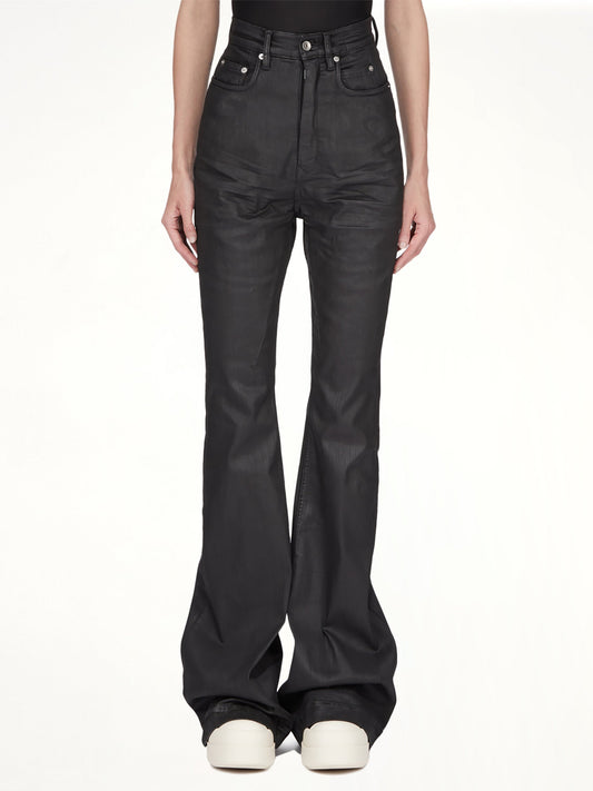 Image of Jeans. Product name - Bolan Bootcut in Black colour by brand - RICK OWENS DRKSHDW