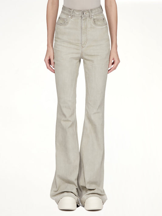 Image of Jeans. Product name - Bolan Bootcut in Beige colour by brand - RICK OWENS DRKSHDW