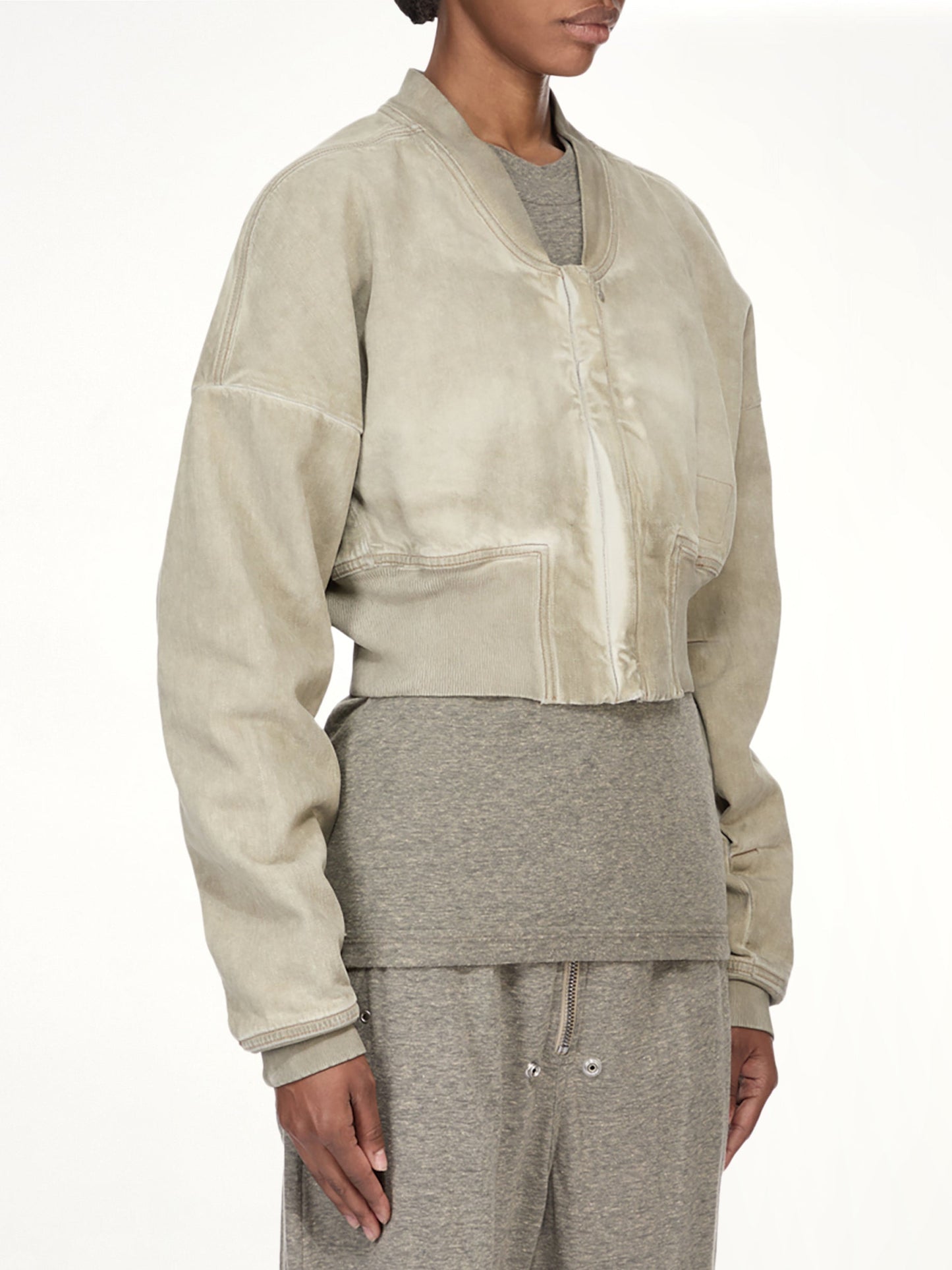 RICK OWENS DRKSHDW Flight Jacket Cropped (Beige)