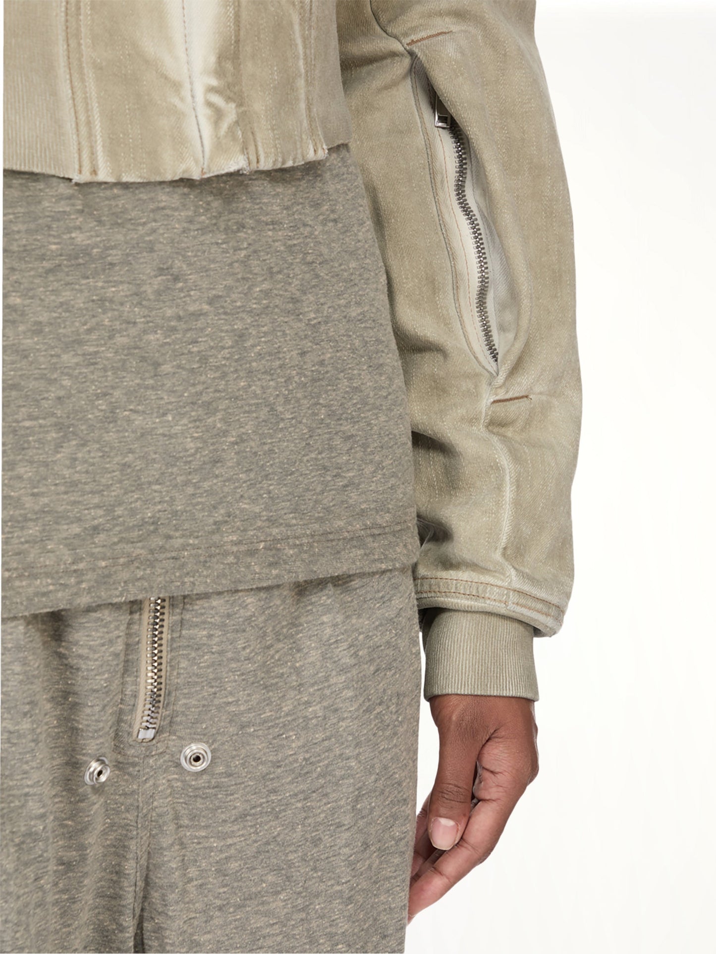 RICK OWENS DRKSHDW Flight Jacket Cropped (Beige)