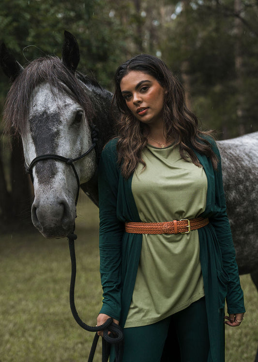 Lou Lou Susie Oversized Asymmetrical Bamboo Top (Olive)