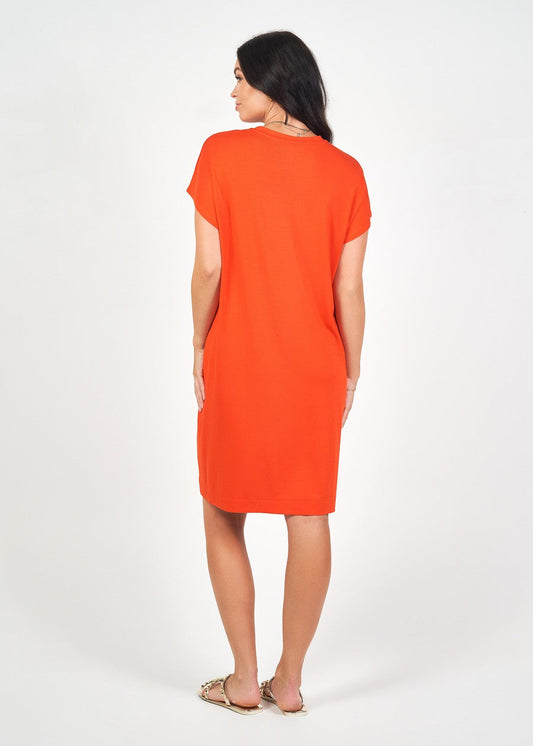Lou Lou Nicks Bamboo Short Sleeve T-Shirt Dress (Fiery Red)