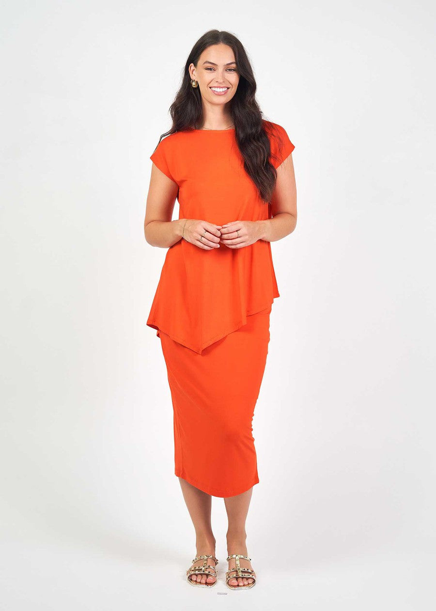 Lou Lou Maxi Bamboo Whitney Tube Skirt (Fiery Red)