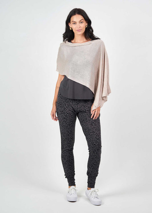 Lou Lou Carrie Cashmere & Bamboo Knit Poncho (Linen)