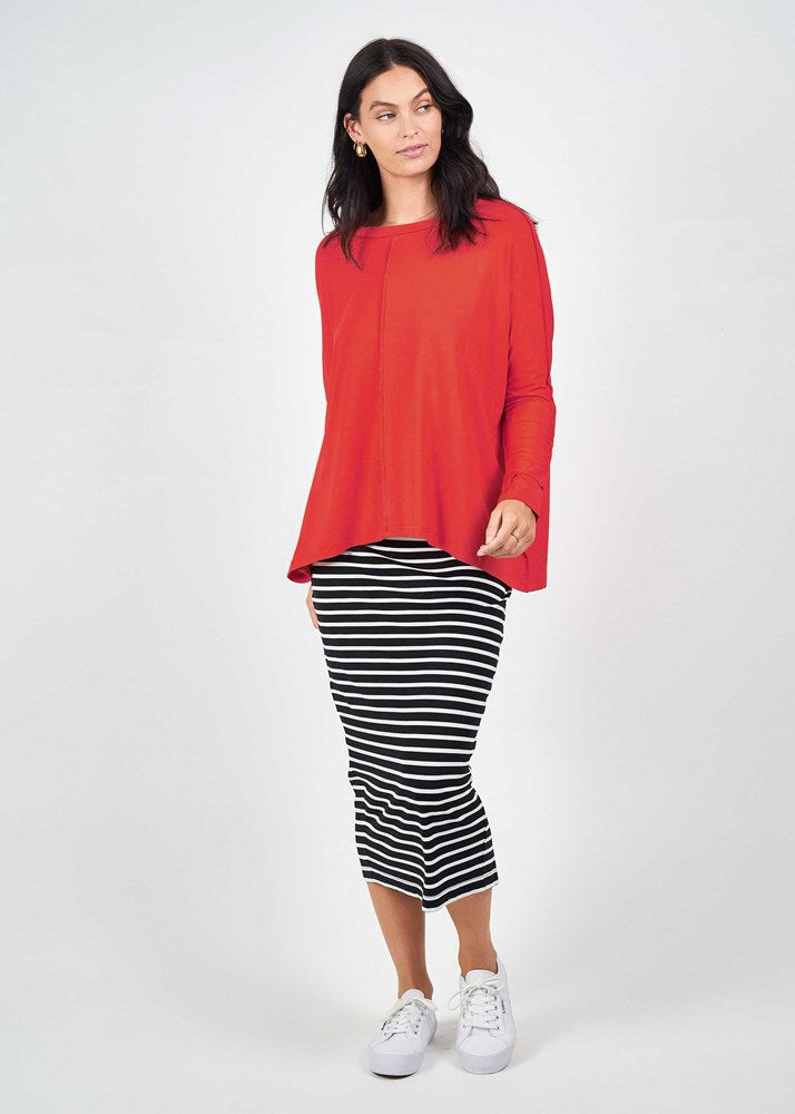 Lou Lou Stella Longsleeve Oversized Bamboo Slouch Top (Fiery Red)
