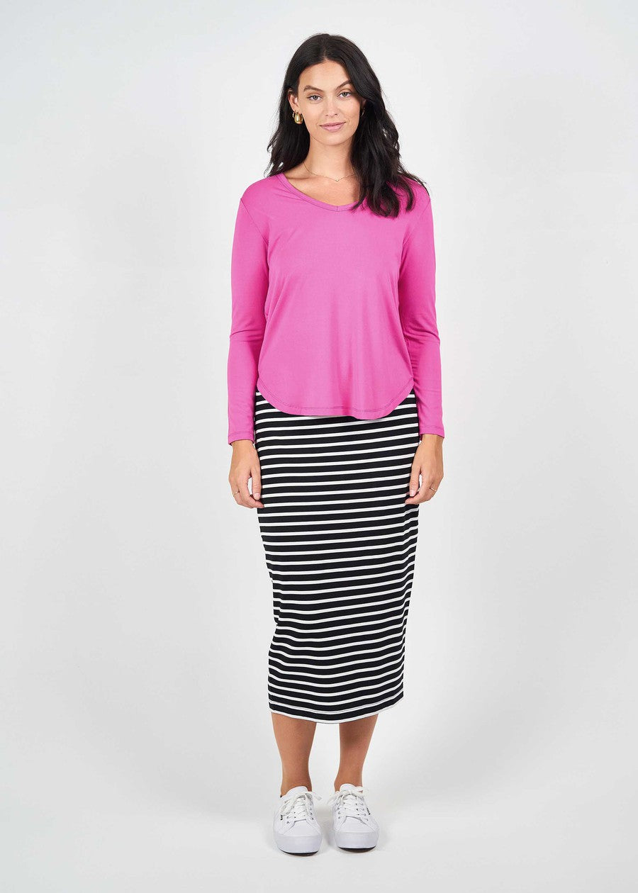 Lou Lou Sia V Neck Bamboo Longsleeve Top (Rose Violet)