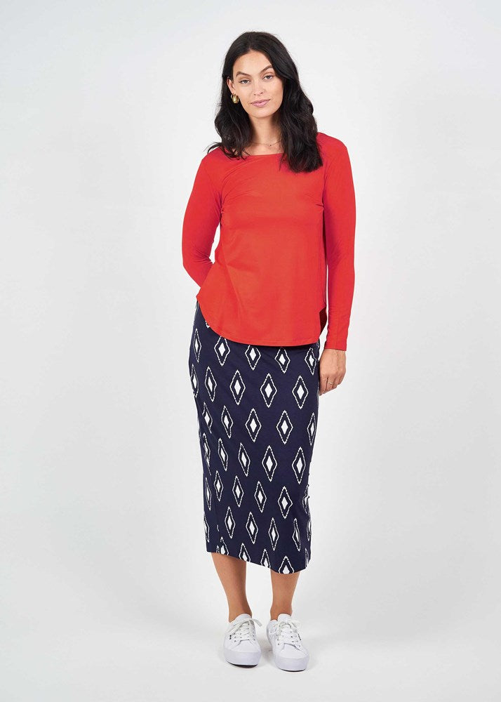 Lou Lou Adele Long Sleeve Bamboo Top (Fiery Red)