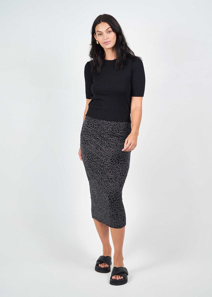 Lou Lou Maxi Bamboo Whitney Tube Skirt (Steel Leopard)