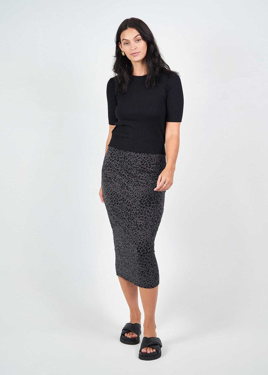 Lou Lou Maxi Bamboo Whitney Tube Skirt (Steel Leopard)