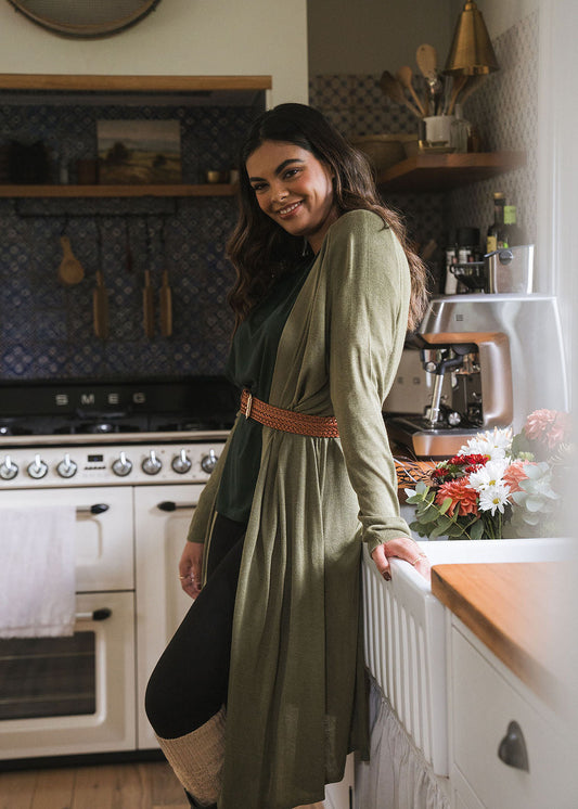 Lou Lou Quatro Cashmere/Bamboo Duster Jacket (Olive)