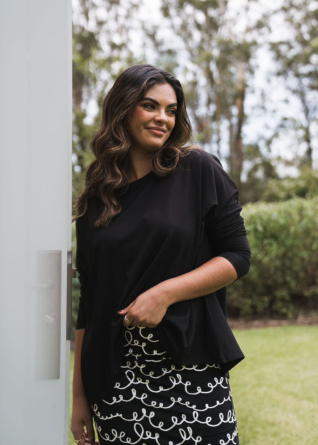 Lou Lou Gina Long Sleeved Bamboo Top (Black)
