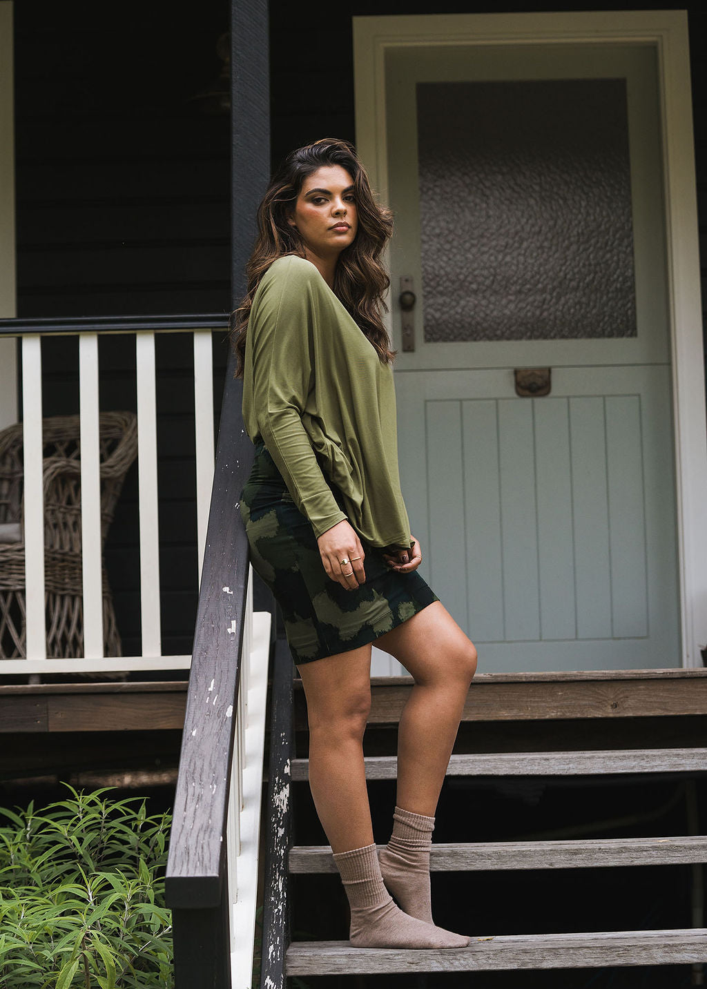 Lou Lou Gina Long Sleeved Bamboo Top (Olive)