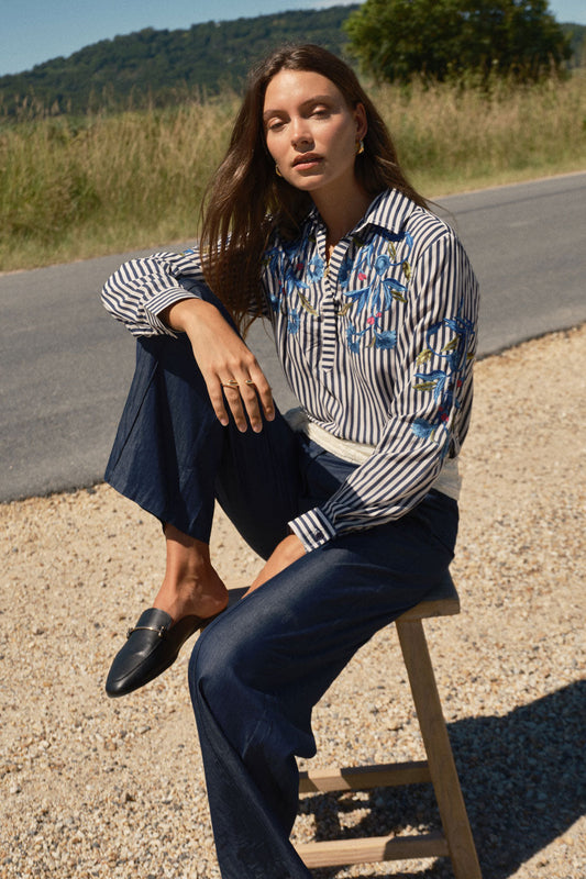 Image of Shirts. Productname: LulaSoul Ontario Shirt Navy Stripe in Navy colour by brand - LulaSoul