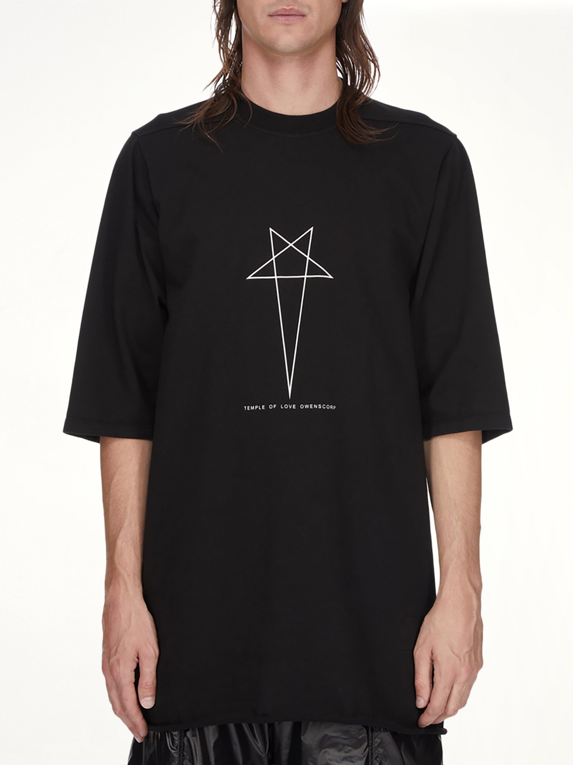 Image of T-Shirts. Product name - Pentagram Jumbo SS T-Shirt in Black colour by brand - RICK OWENS DRKSHDW