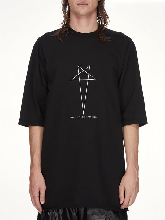 Image of T-Shirts. Product name - Pentagram Jumbo SS T-Shirt in Black colour by brand - RICK OWENS DRKSHDW