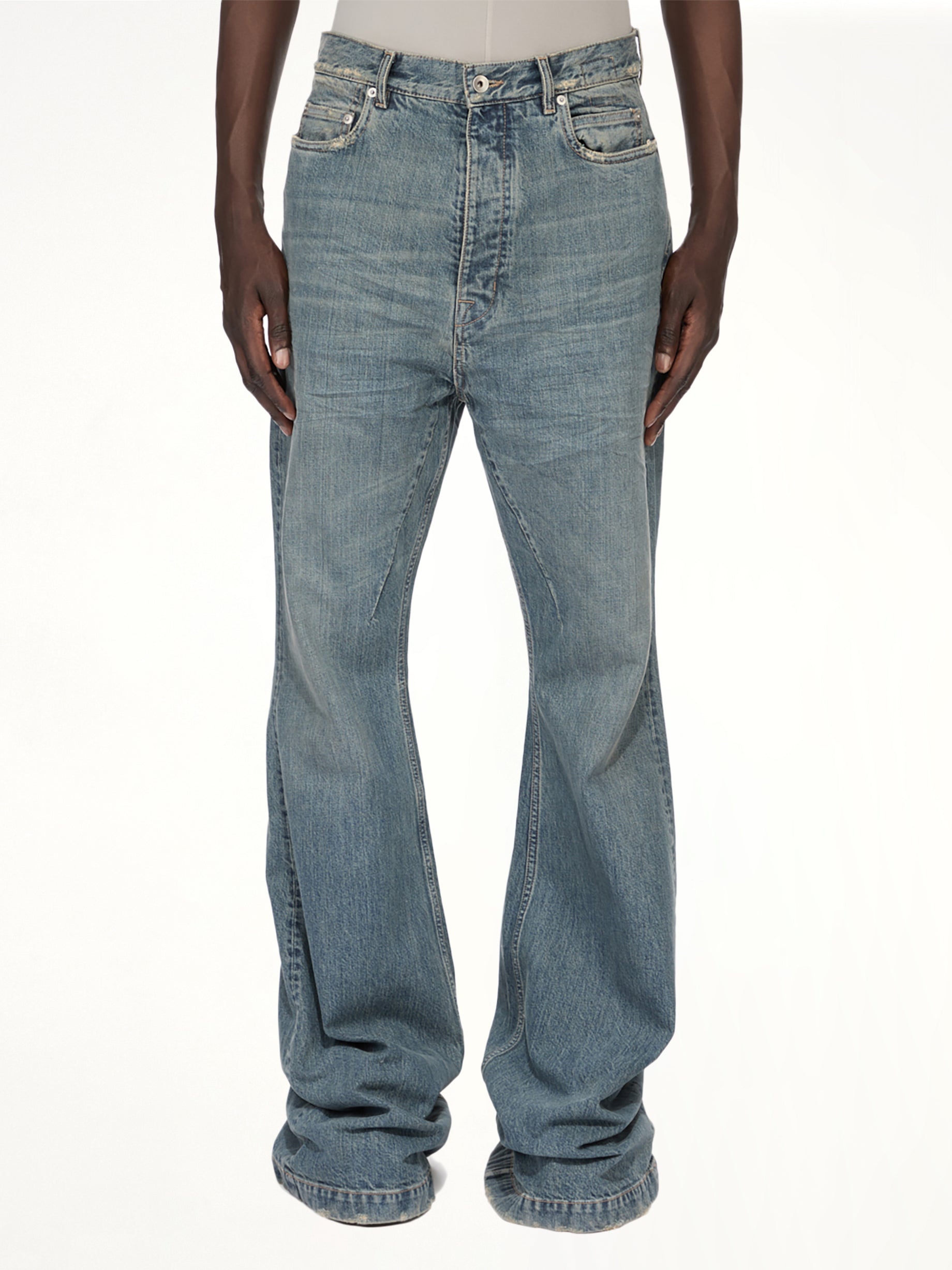 Image of Jeans. Product name - Bolan Bootcut Jeans in Blue colour by brand - RICK OWENS DRKSHDW