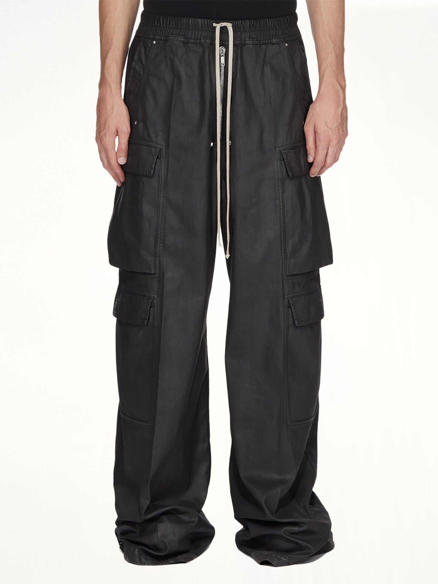 Image of Jeans. Product name - Denim Double Cargo Jumbo Belas in Black colour by brand - RICK OWENS DRKSHDW