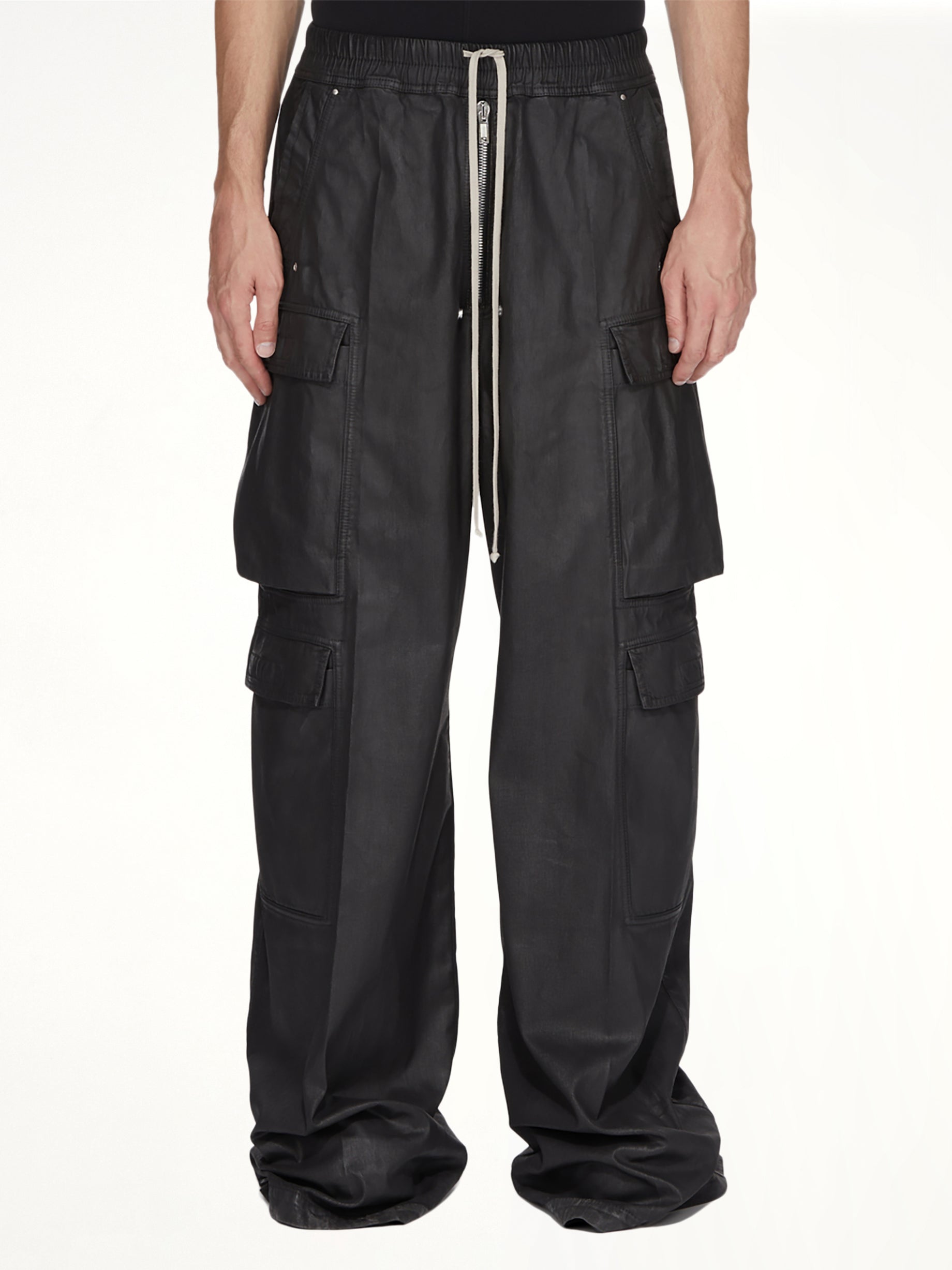 Image of Jeans. Product name - Denim Double Cargo Jumbo Belas in Black colour by brand - RICK OWENS DRKSHDW
