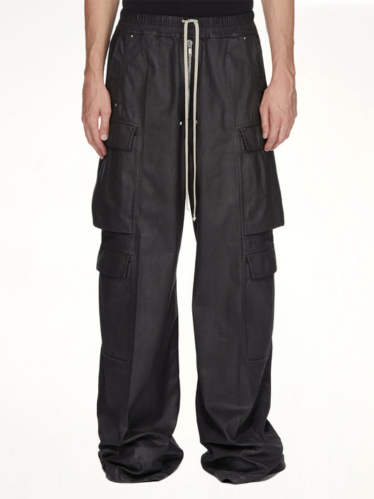 Image of Jeans. Product name - Denim Double Cargo Jumbo Belas in Black colour by brand - RICK OWENS DRKSHDW