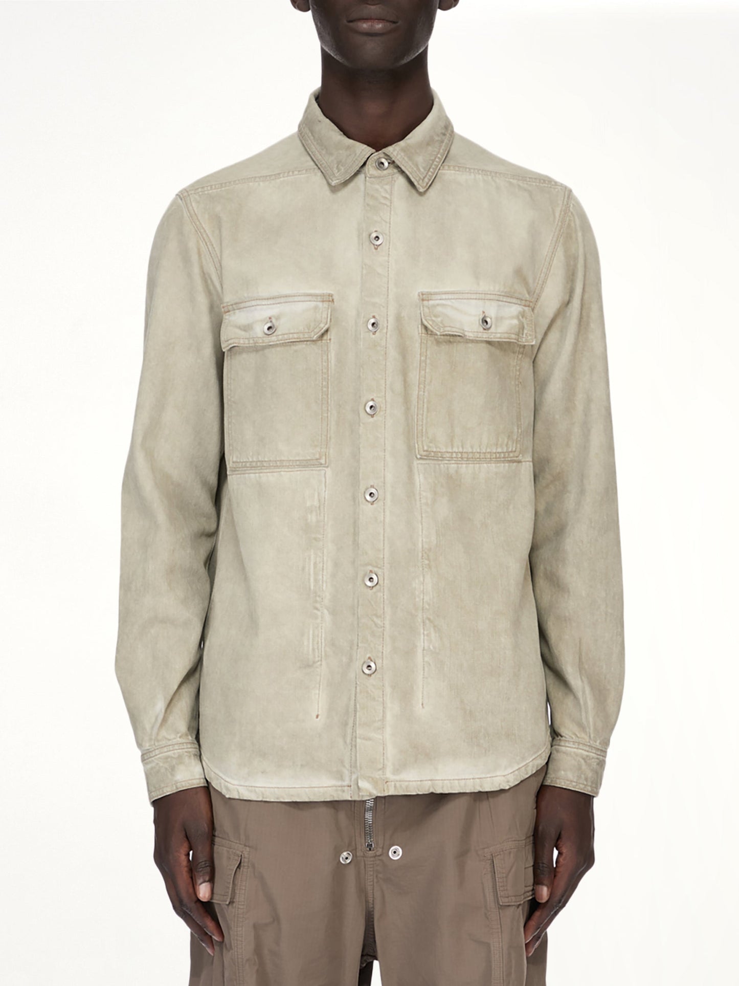 Image of Shirts. Product name - Outershirt in Beige colour by brand - RICK OWENS DRKSHDW