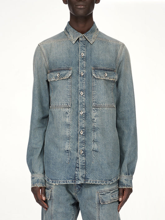 Image of Shirts. Product name - Denim Outershirt in Blue colour by brand - RICK OWENS DRKSHDW