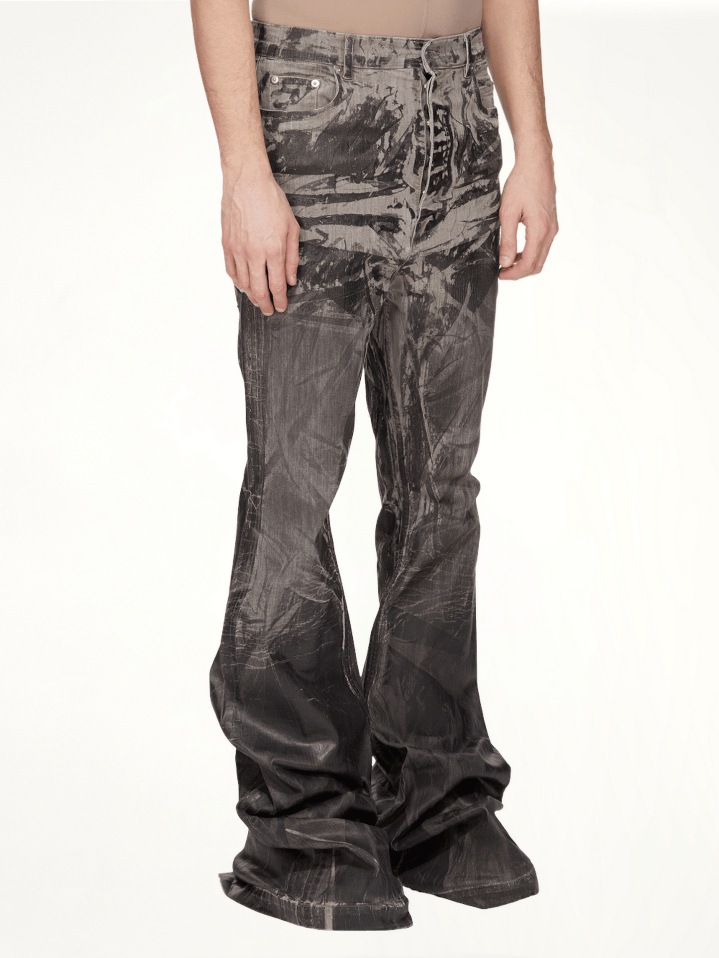 RICK OWENS DRKSHDW Bolan Bootcut Washed Foil (Black)
