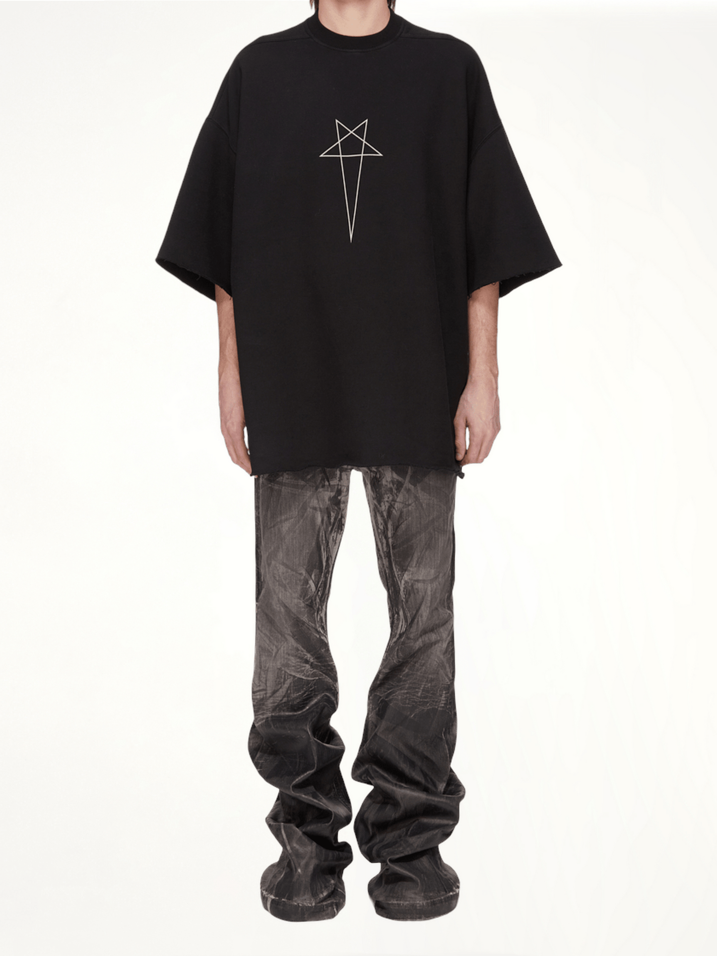 RICK OWENS DRKSHDW Bolan Bootcut Washed Foil (Black)