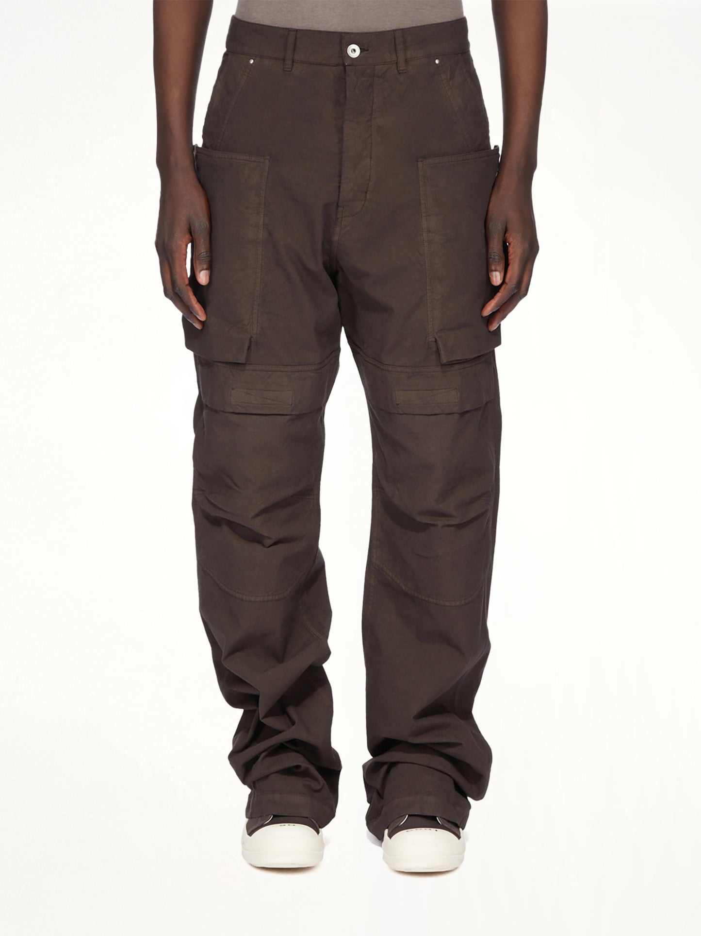 Image of a model wearing Denim. Productname: RICK OWENS DRKSHDW Stefan Cargo in Dark Dust colour by brand - RICK OWENS DRKSHDW