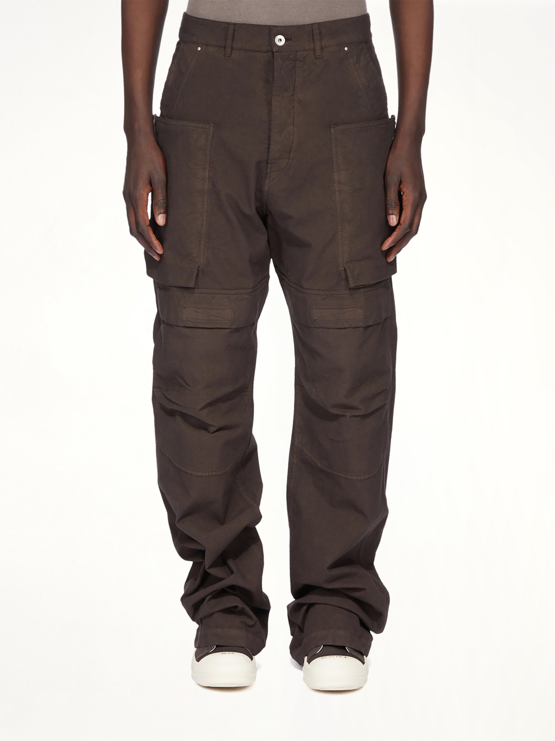 Image of a model wearing Denim. Productname: RICK OWENS DRKSHDW Stefan Cargo in Dark Dust colour by brand - RICK OWENS DRKSHDW