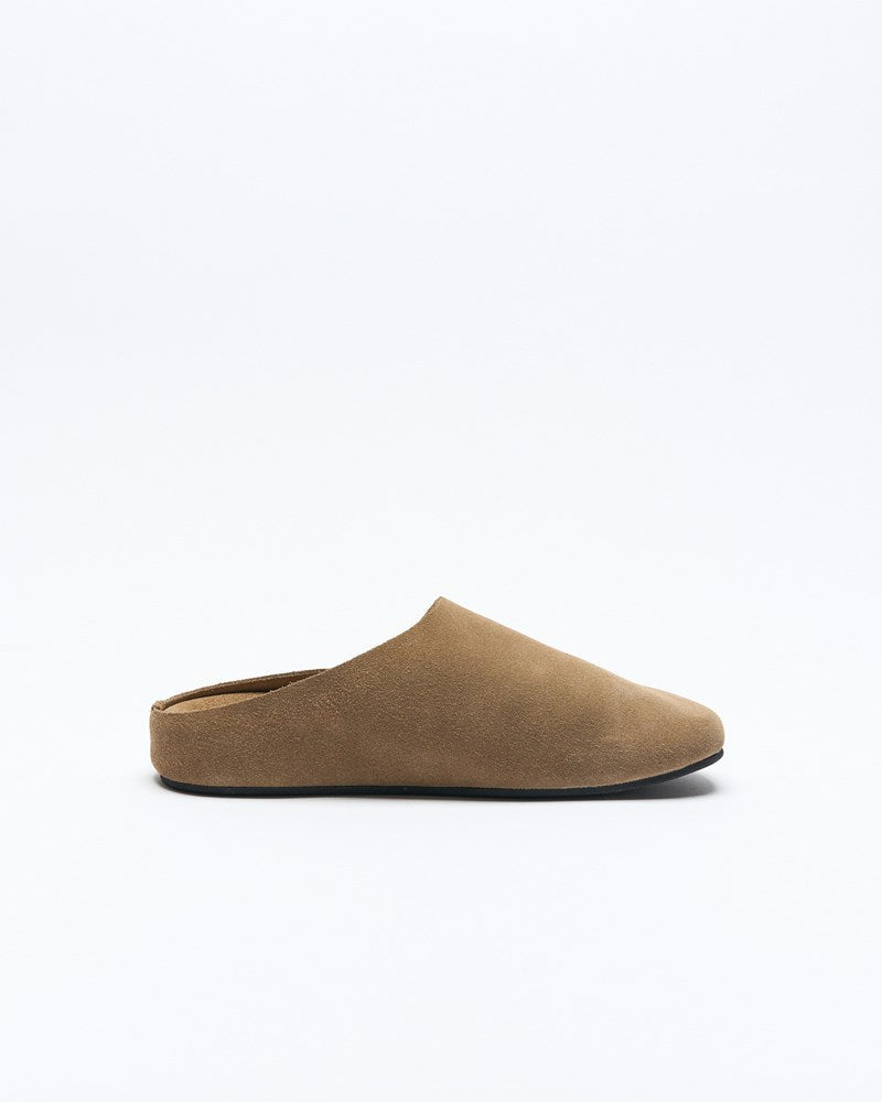 Image of Sandals. Product name - Dalia Leather Mule in Taupe colour by brand - Walnut Melbourne