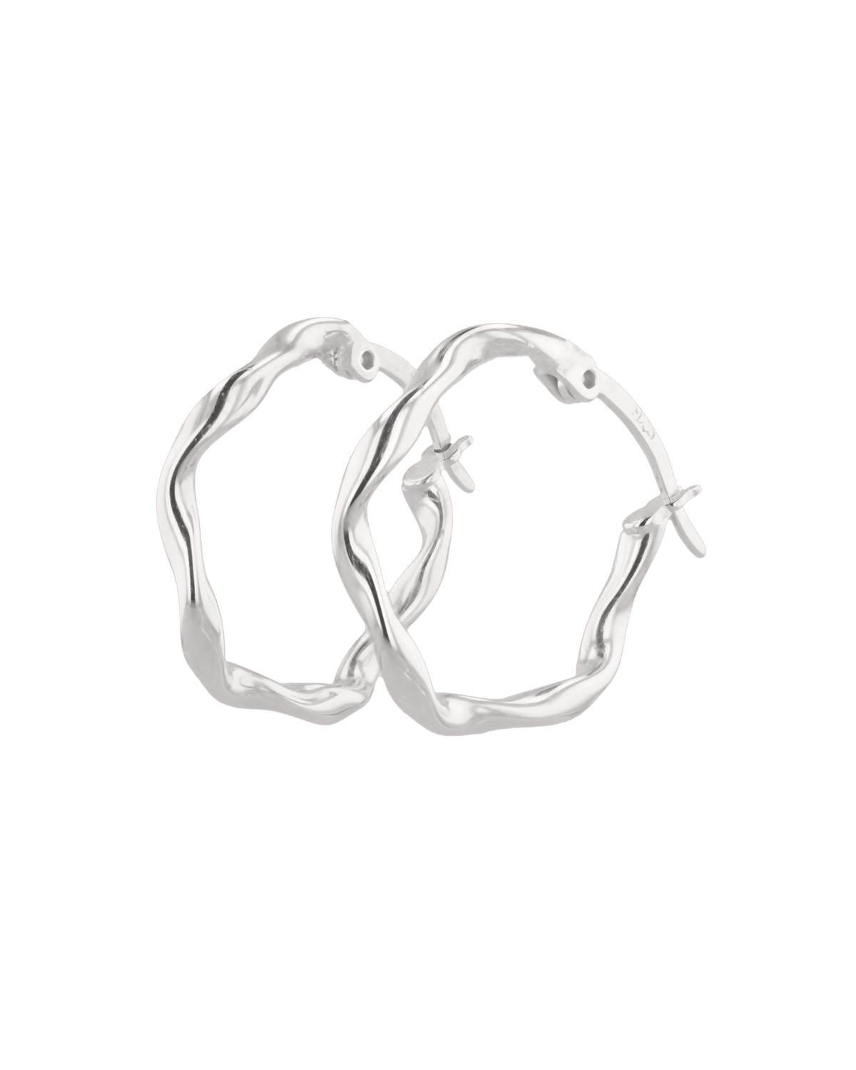 Image of Earrings. Product name - Dance Silver Hoop Earrings in colour by brand - LAVANA