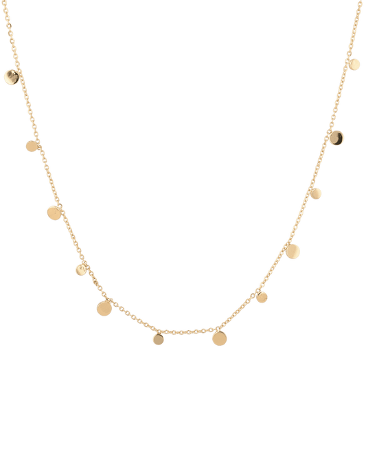 Image of Necklaces. Product name - Dancing Discs Gold Chain Necklace in colour by brand - LAVANA