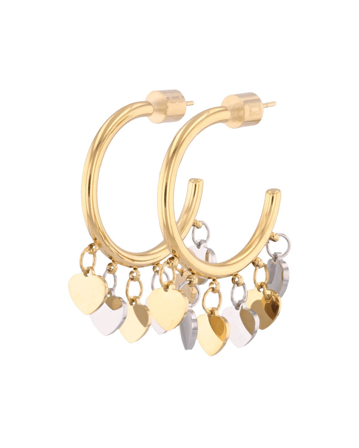 Image of Earrings. Product name - Dancing Discs Gold Hoop Earrings in colour by brand - LAVANA
