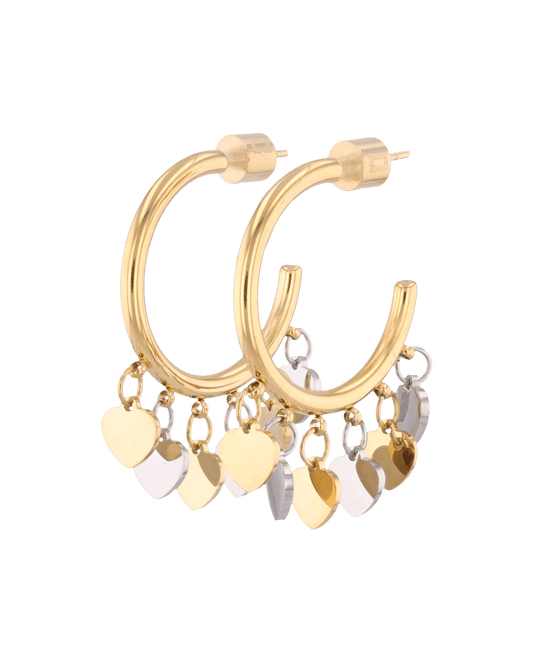 Image of Earrings. Product name - Dancing Discs Gold Hoop Earrings in colour by brand - LAVANA