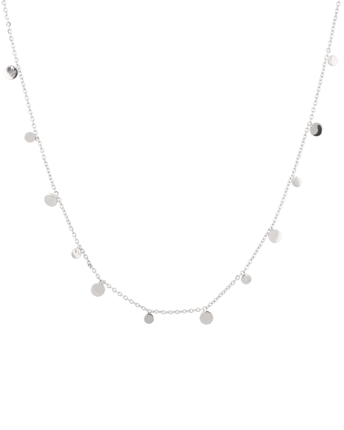 Image of Necklaces. Product name - Dancing Discs Silver Chain Necklace in colour by brand - LAVANA