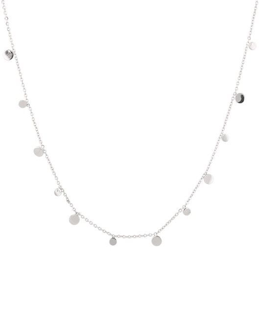 Image of Necklaces. Product name - Dancing Discs Silver Chain Necklace in colour by brand - LAVANA