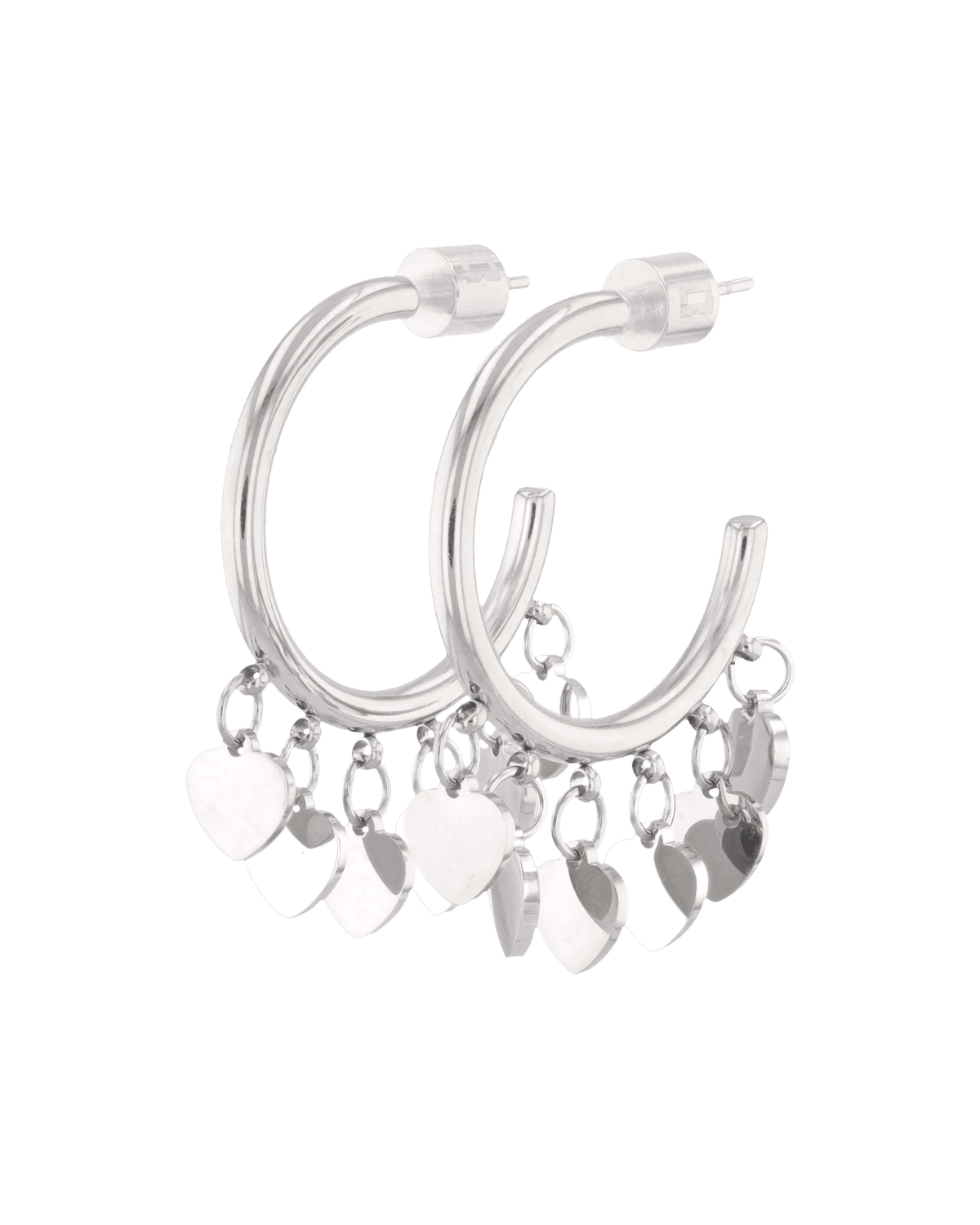 Image of Earrings. Product name - Dancing Discs Silver Hoop Earrings in colour by brand - LAVANA