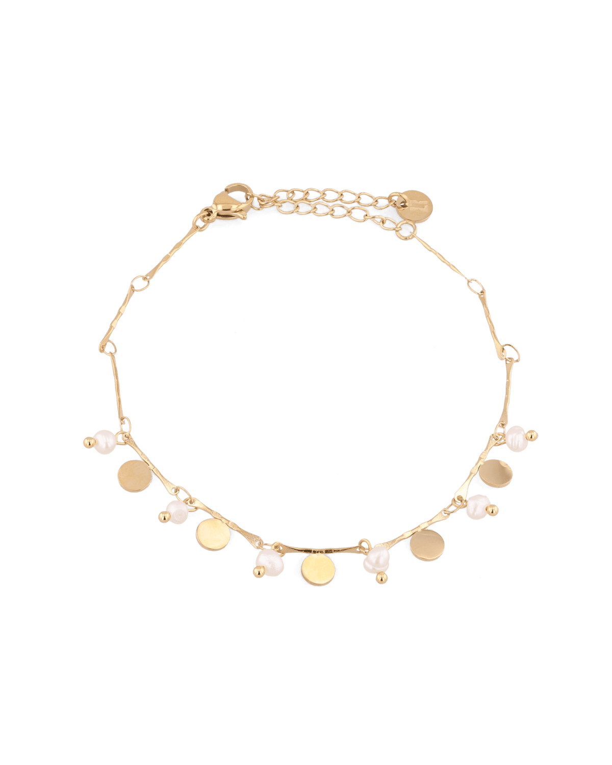 Image of Bracelets. Product name - Dancing Discs Tango Gold Bracelet in colour by brand - LAVANA