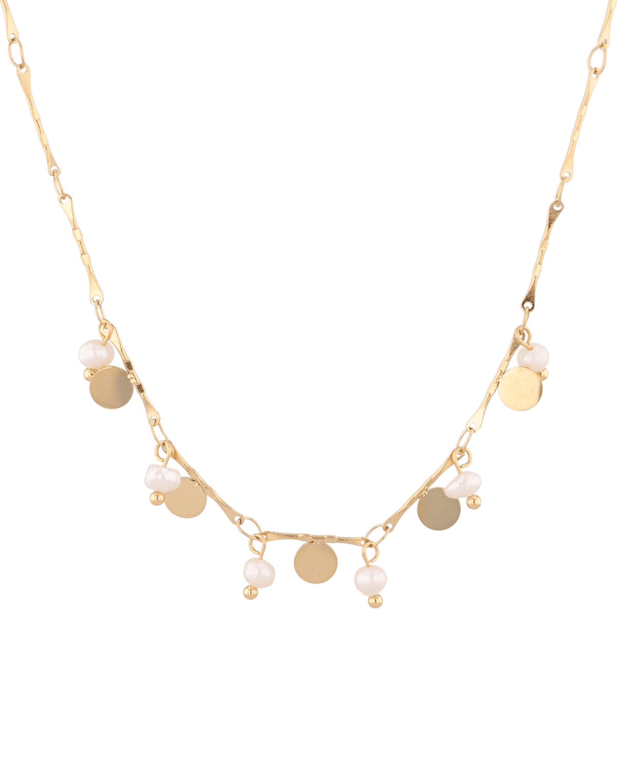 Image of Necklaces. Product name - Dancing Discs Tango Gold Chain Necklace in colour by brand - LAVANA