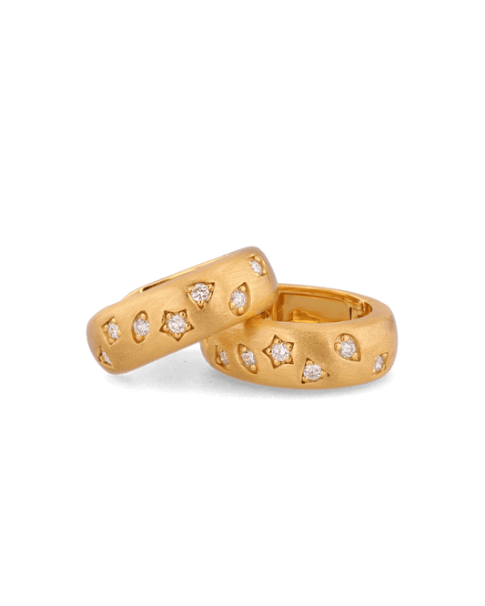 Image of Earrings. Product name - Dancing Stars Gold Hoop Earrings in colour by brand - LAVANA