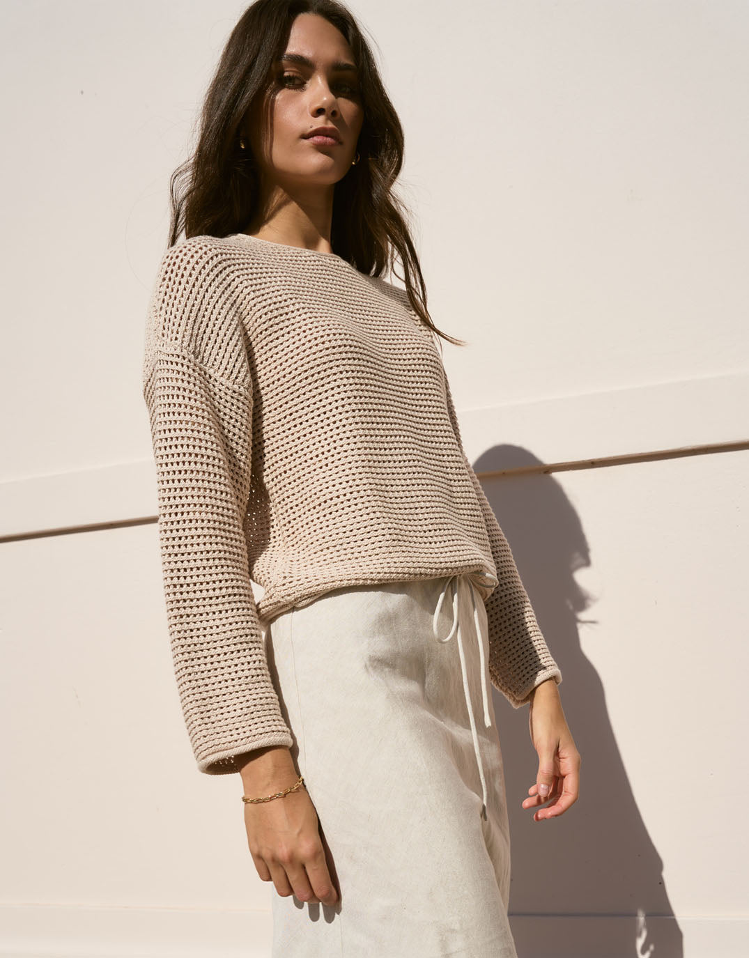 Re:Union The Label Dawn Crochet Knit Jumper (String)