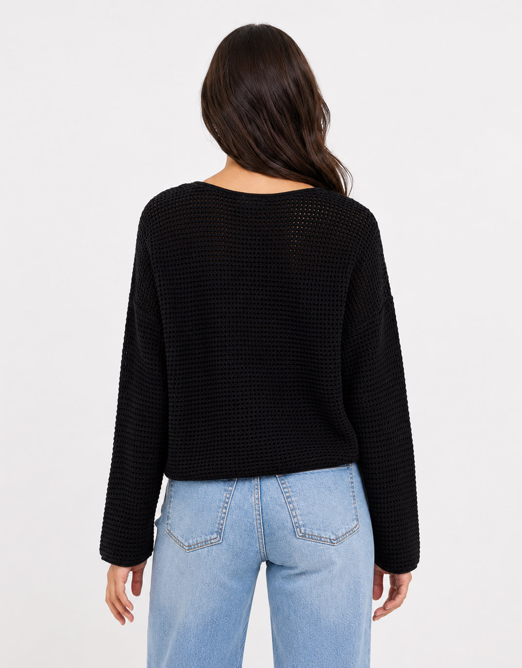 Re:Union The Label Dawn Crochet Knit Jumper (Black)