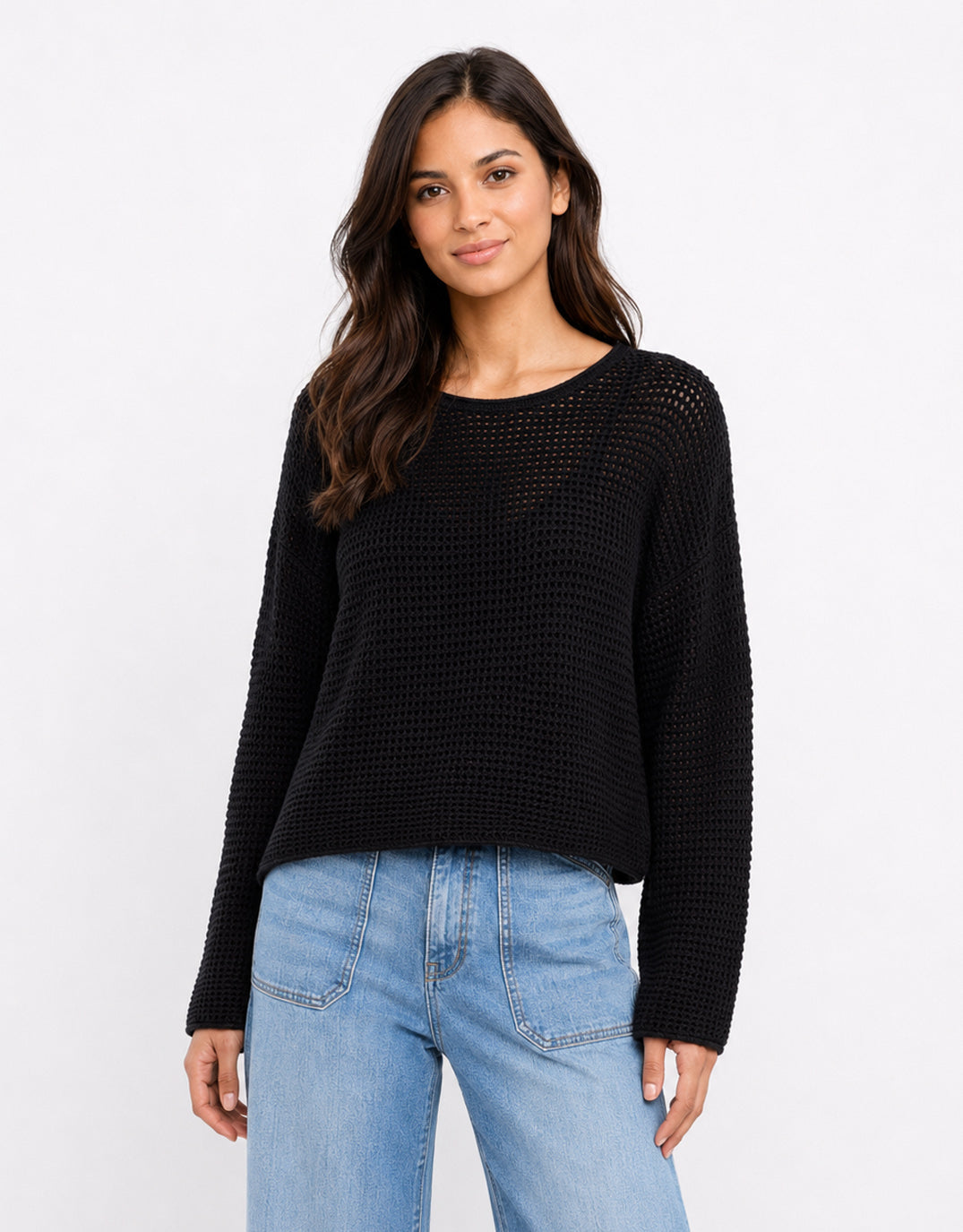 Re:Union The Label Dawn Crochet Knit Jumper (Black)