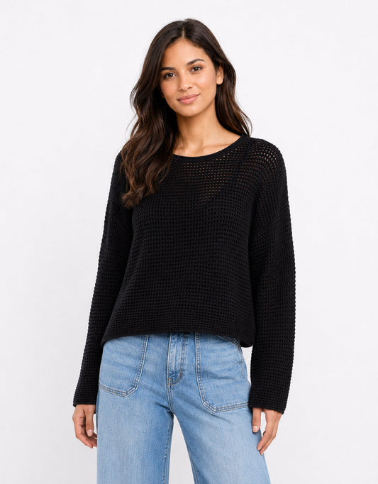 Re:Union The Label Dawn Crochet Knit Jumper (Black)