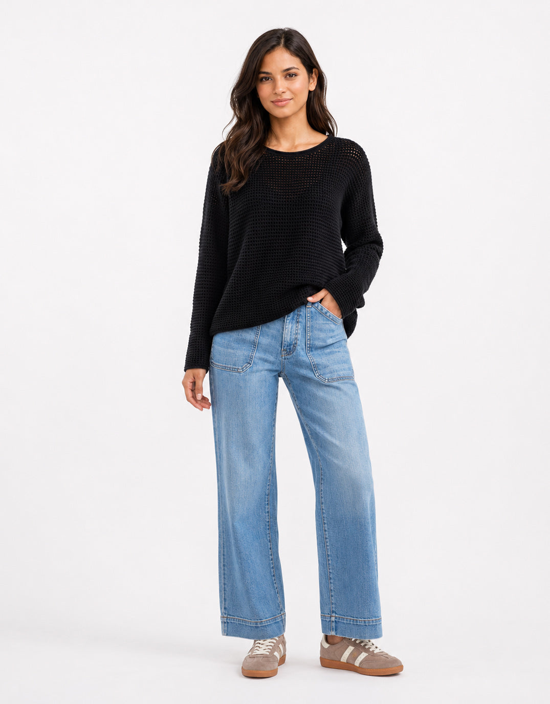 Re:Union The Label Dawn Crochet Knit Jumper (Black)