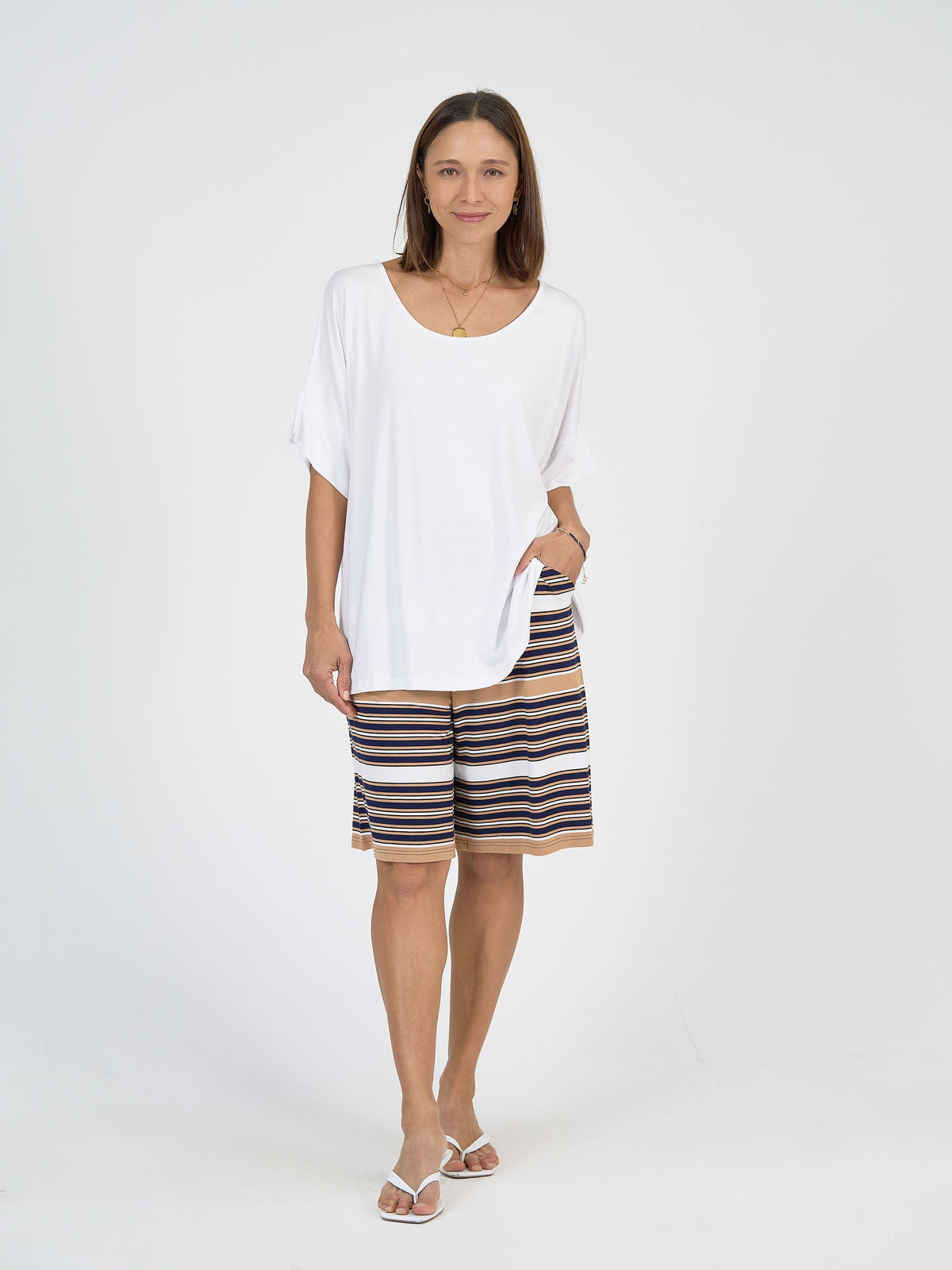 Lou Lou Demi Oversized Bamboo Box T-Shirt (White)
